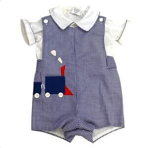 Vintage Jayne Copeland gingham train Jumper 12 moths Jon Jon